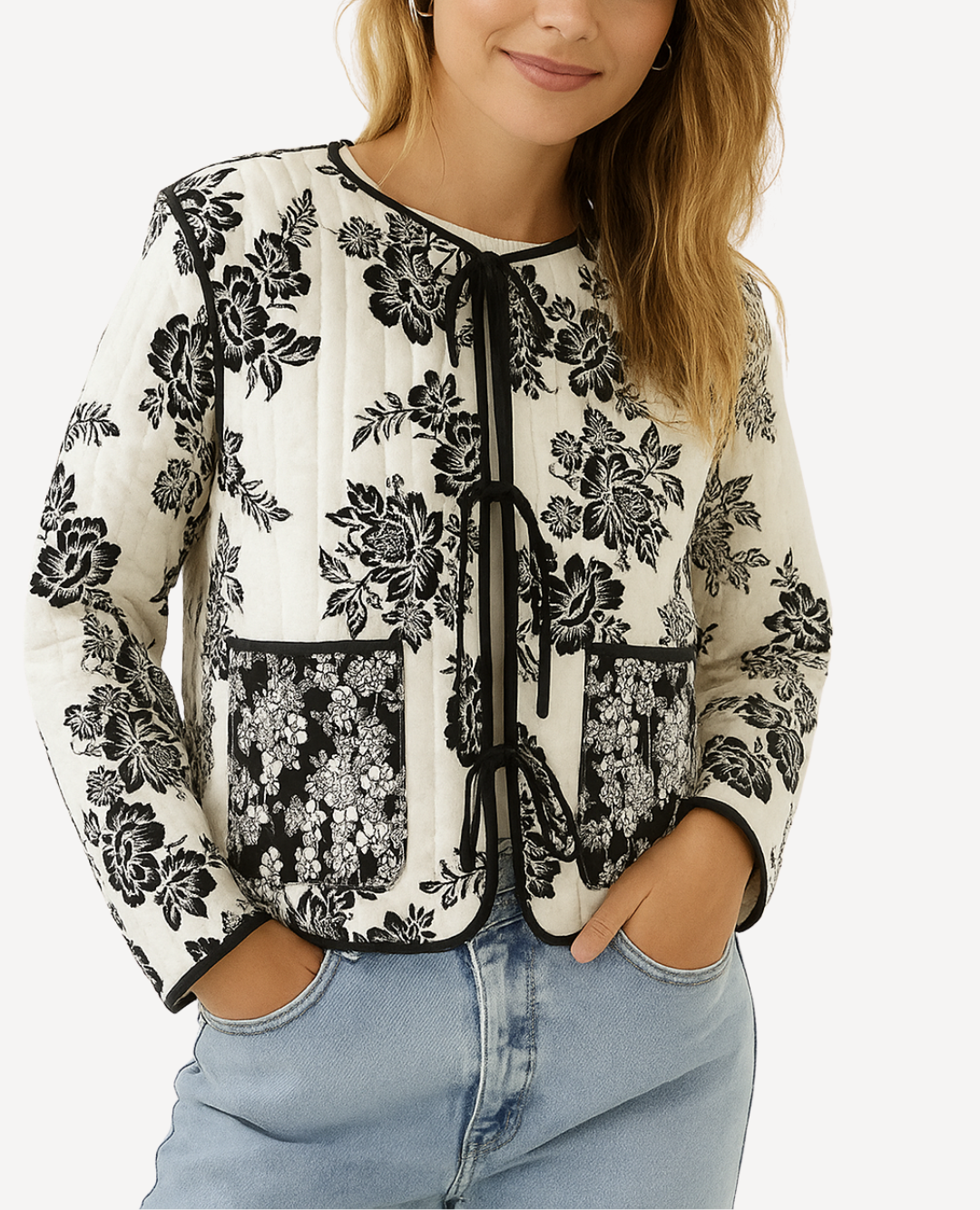 Chaqueta Floral puff doble faz