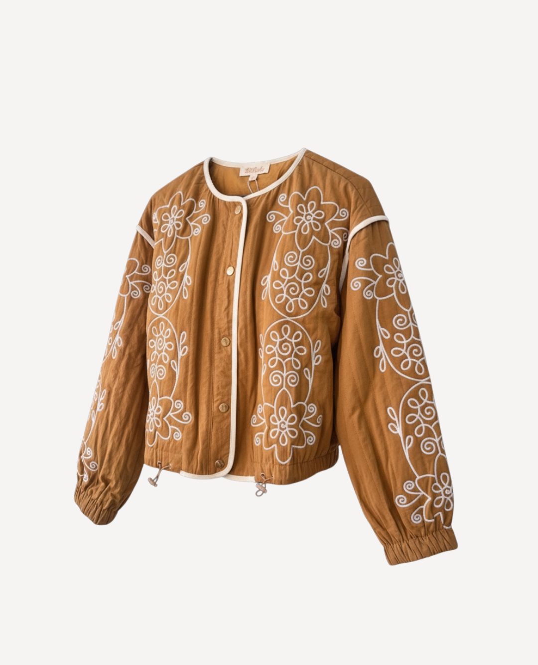 Chaqueta Puff Bordada Camel