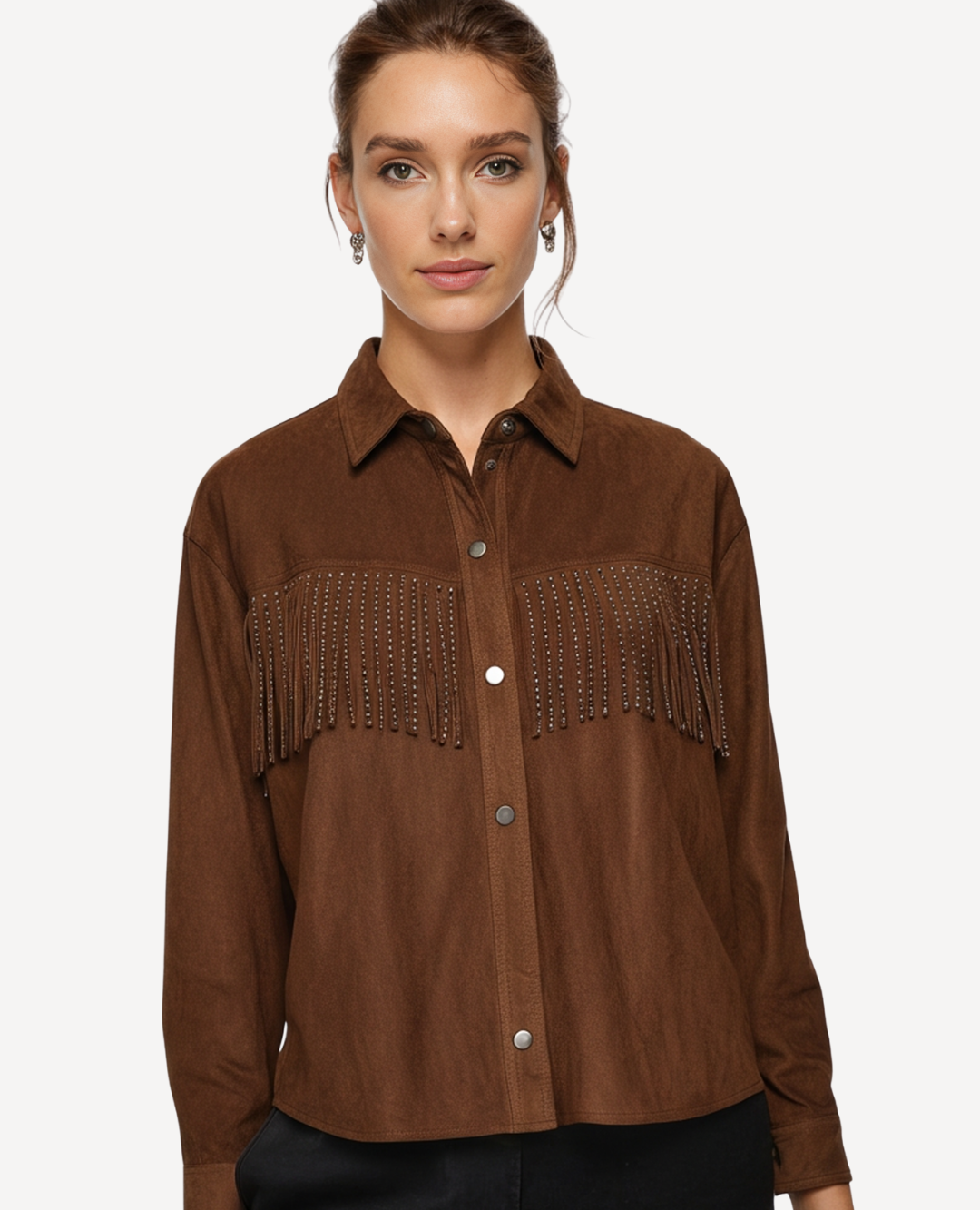 Chaqueta gamuza Flecos Cafe