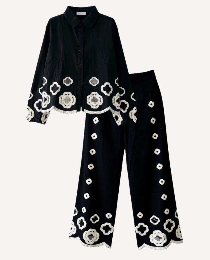 Set Círculos bordados Negro