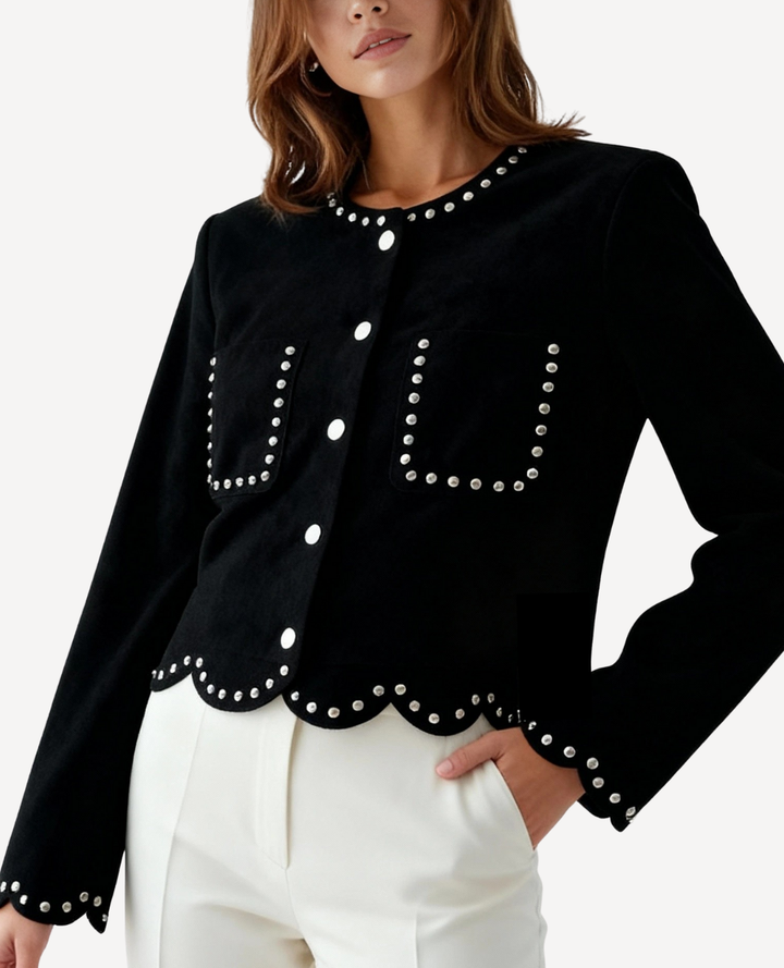 Chaqueta gamuza taches negra