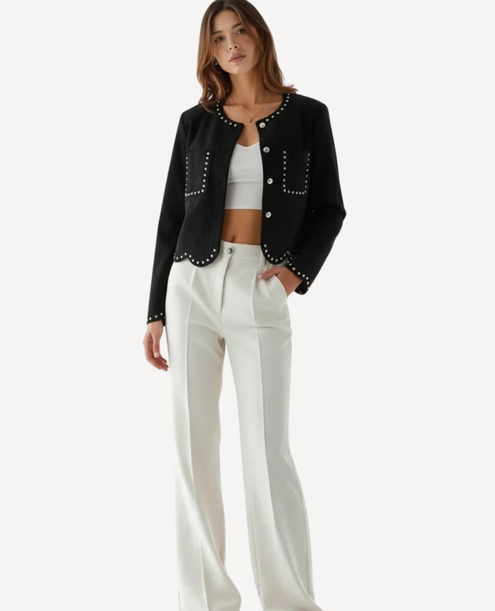 Chaqueta gamuza taches negra