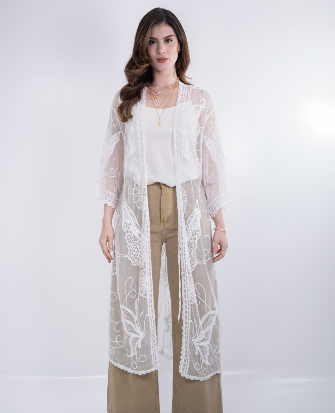 Kimono en malla Blanco – Zepia Moda