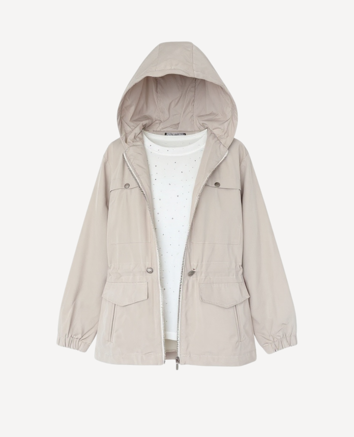 Parca con capota Beige