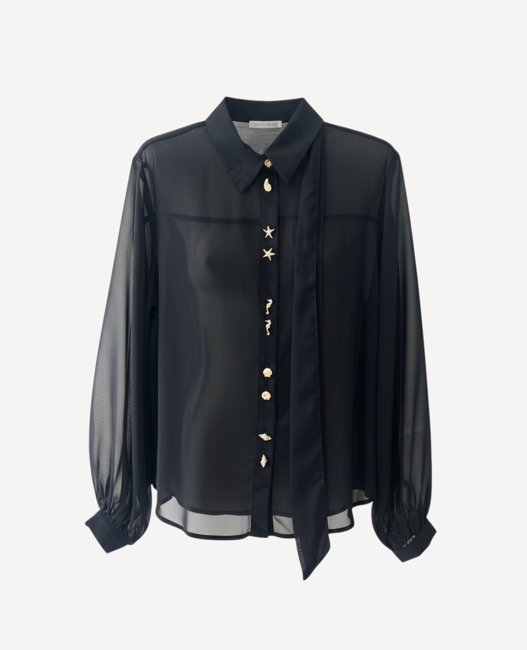Blusa con nudo cuello Negra