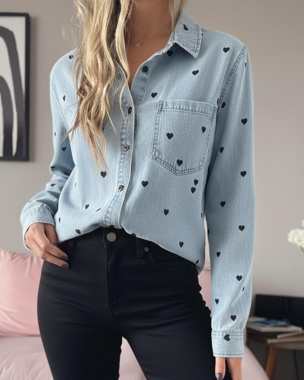 Camisa Corazones Azul