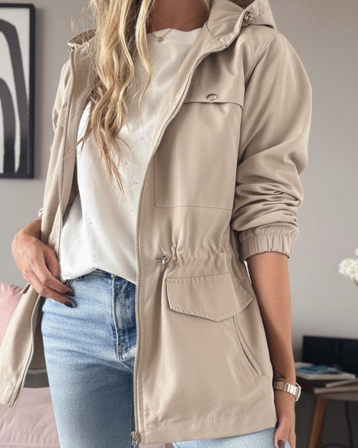 Parca con capota Beige