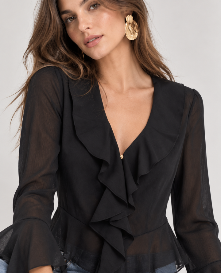 Blusa En velo V boleros negra