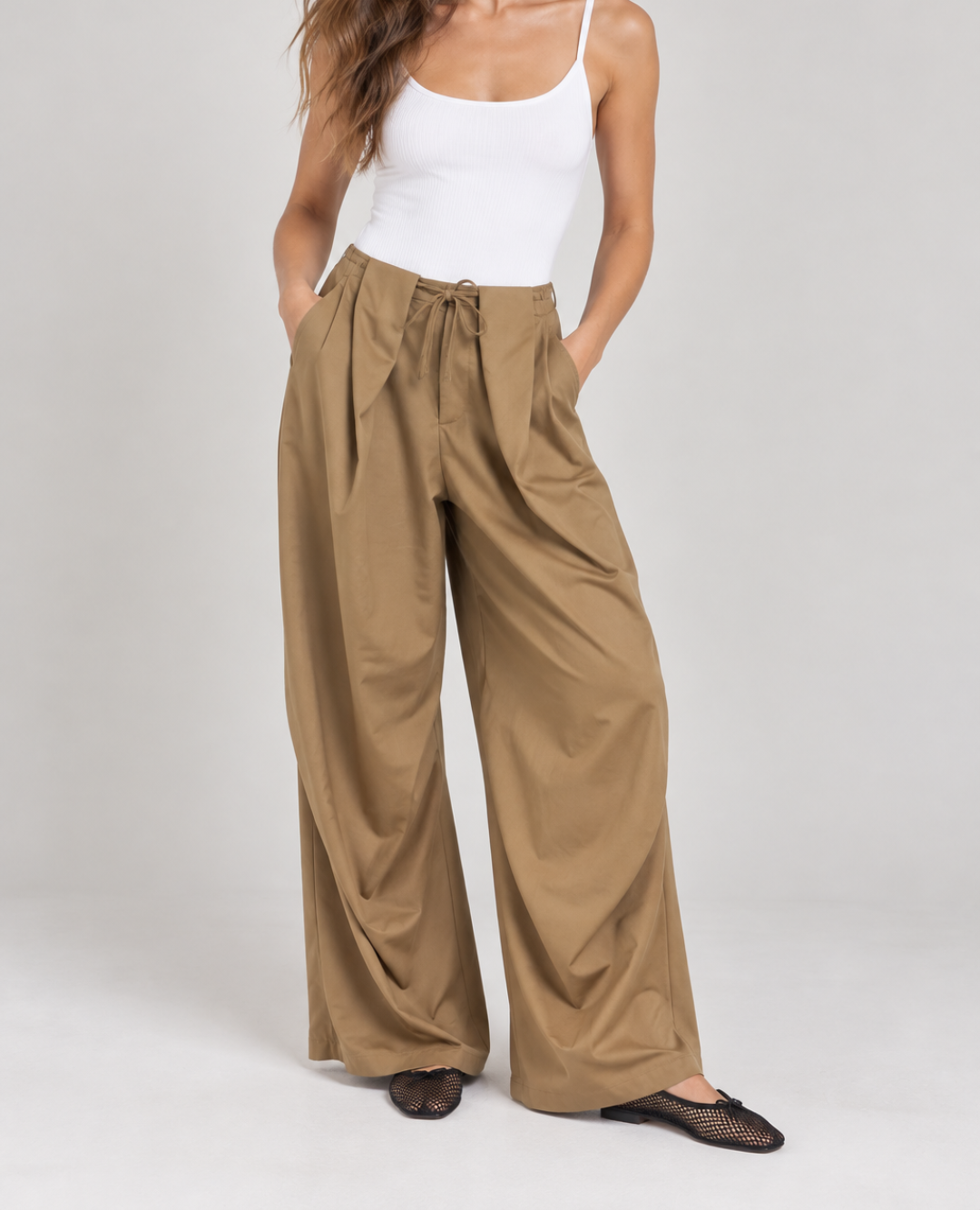 Pantalon Wide Leg Moca