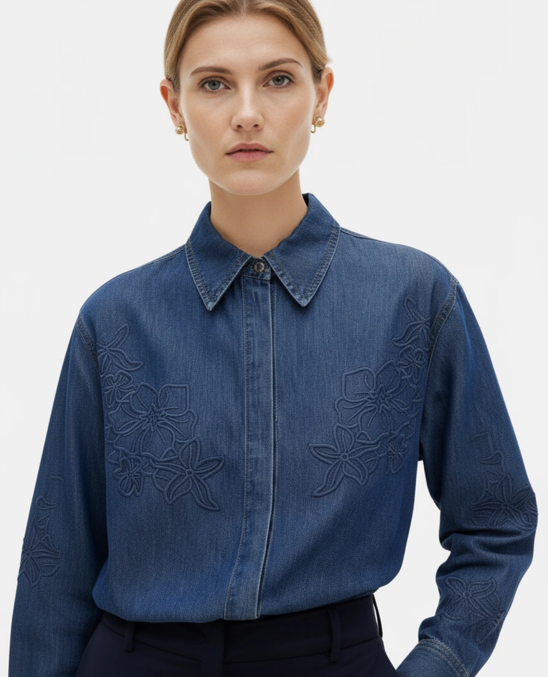 Camisa Denim Bordado flores