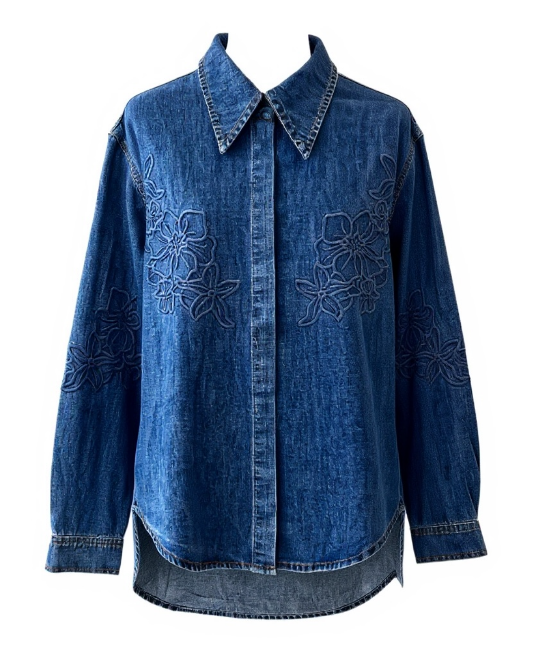 Camisa Denim Bordado flores