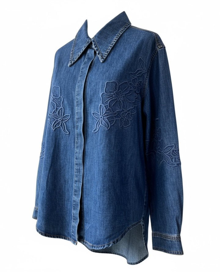 Camisa Denim Bordado flores