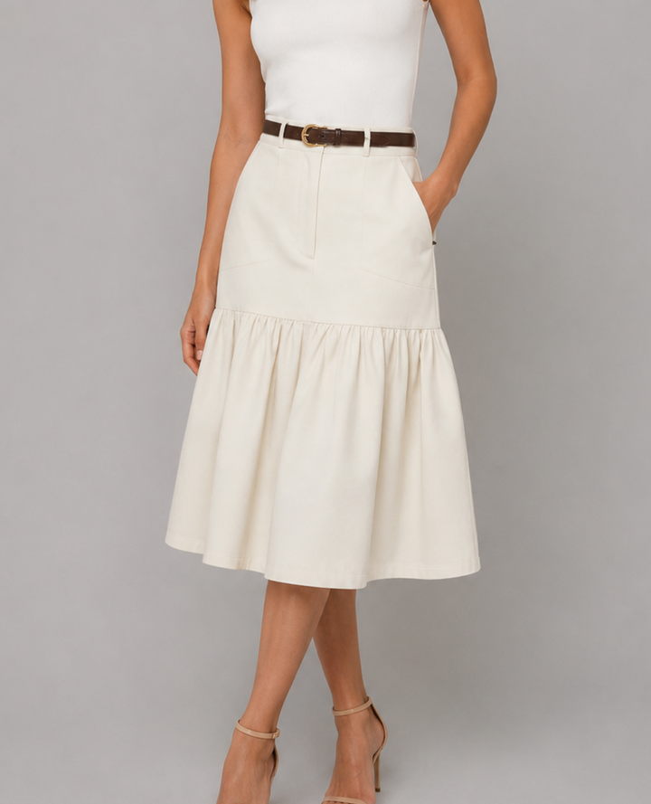 Falda Entallada Marfil (No incluye cinturon)