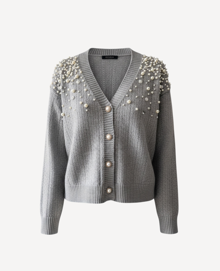 Cardigan con perlas Gris