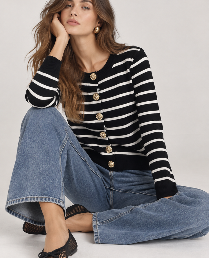 Cardigan Rayas Mini Negro