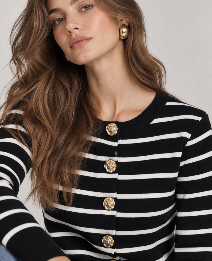 Cardigan Rayas Mini Negro