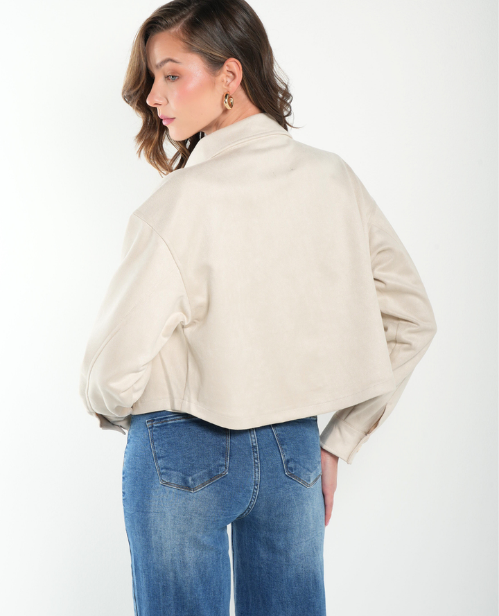 Chaqueta Corta Gamuza Marfil