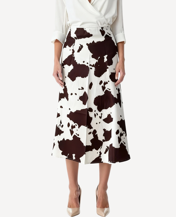 Falda seda print Cow