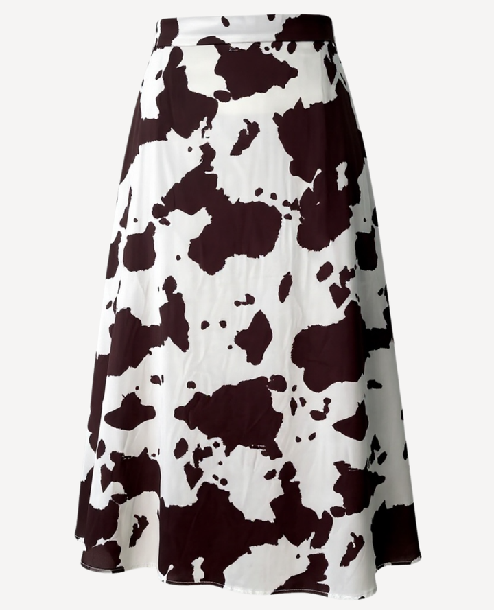 Falda seda print Cow