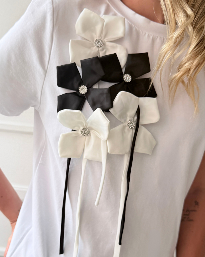 Camiseta Flores 3D Blanca