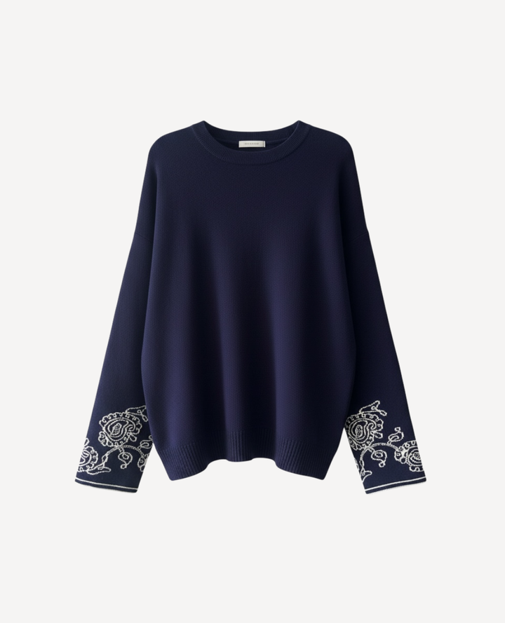 Set Tejido Flores Azul