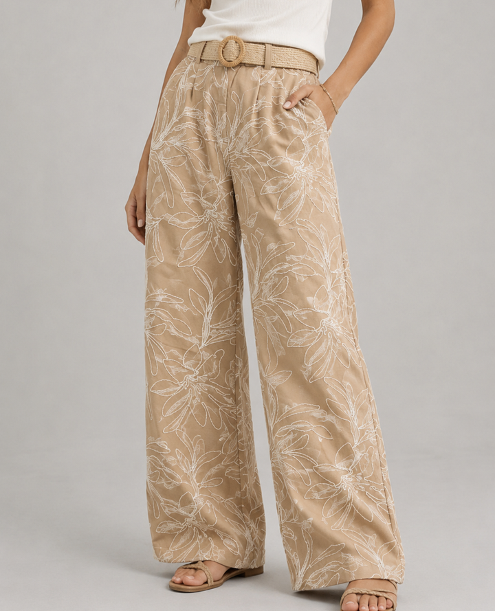 Pantalon Palazo Gamuza Bordado