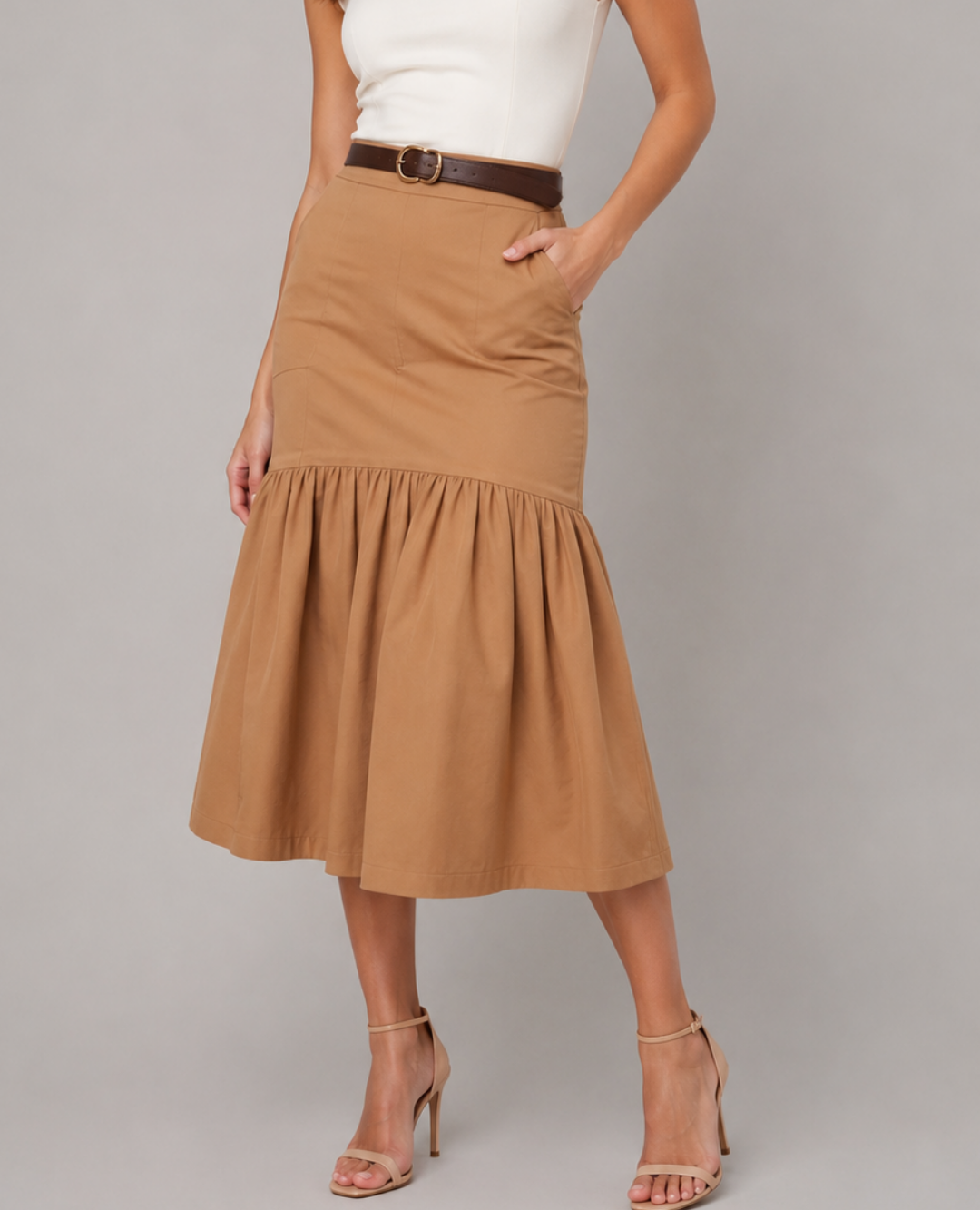 Falda entallada Bolero Mitu Camel