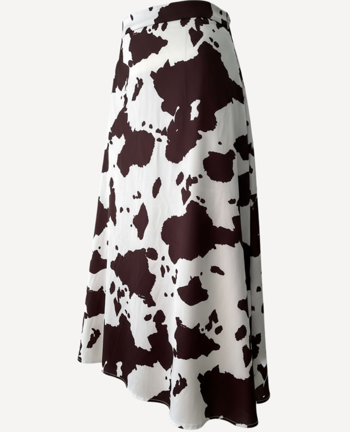Falda seda print Cow