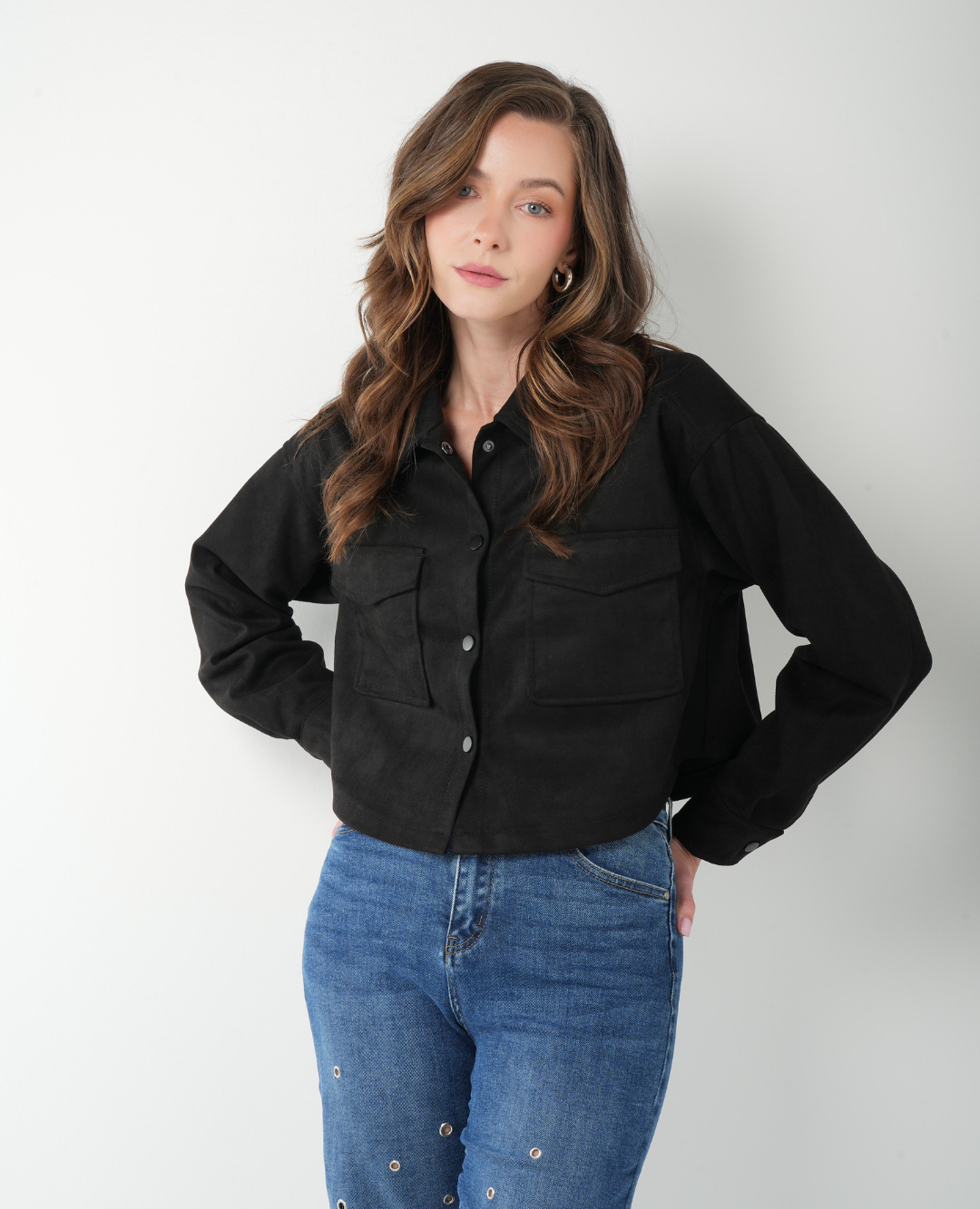 Chaqueta Corta Gamuza Negra