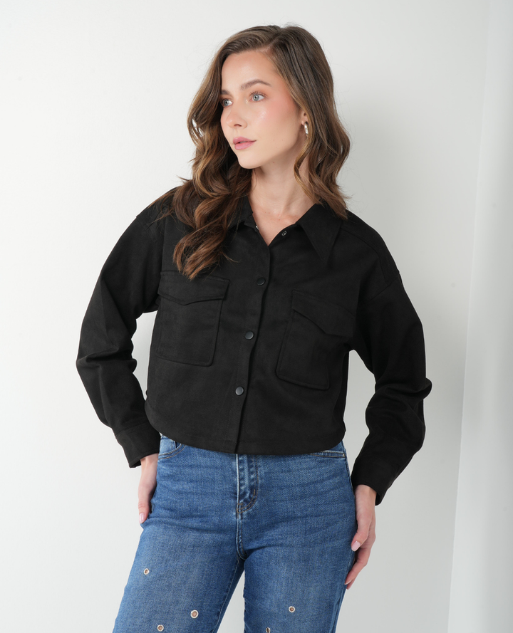 Chaqueta Corta Gamuza Negra