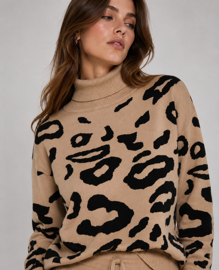 Set Animal Print Tejido Camel