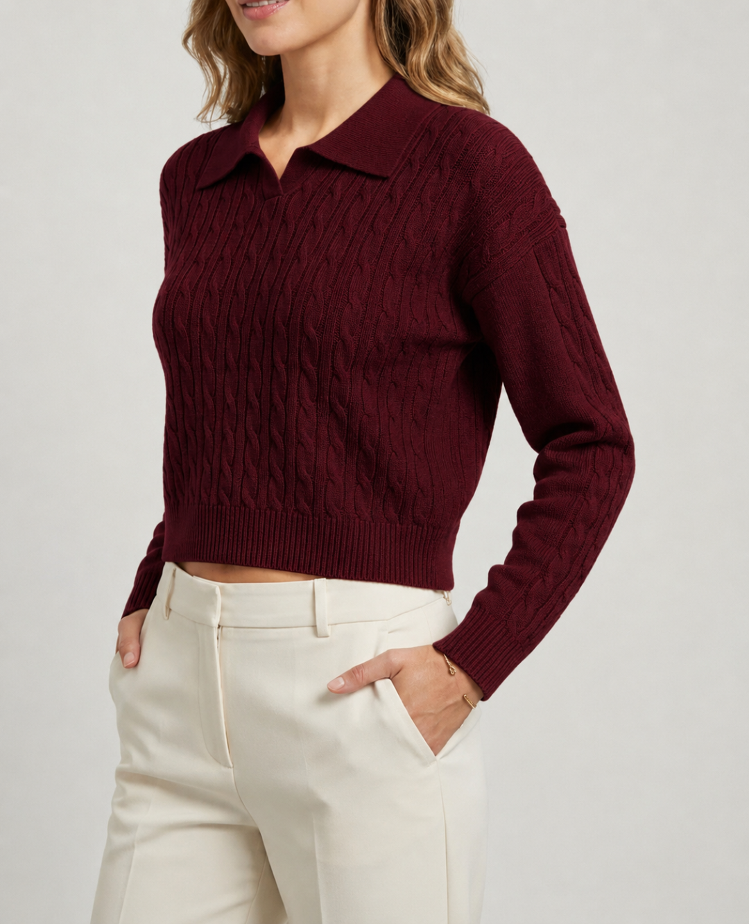 Saco Polo trenzado vino