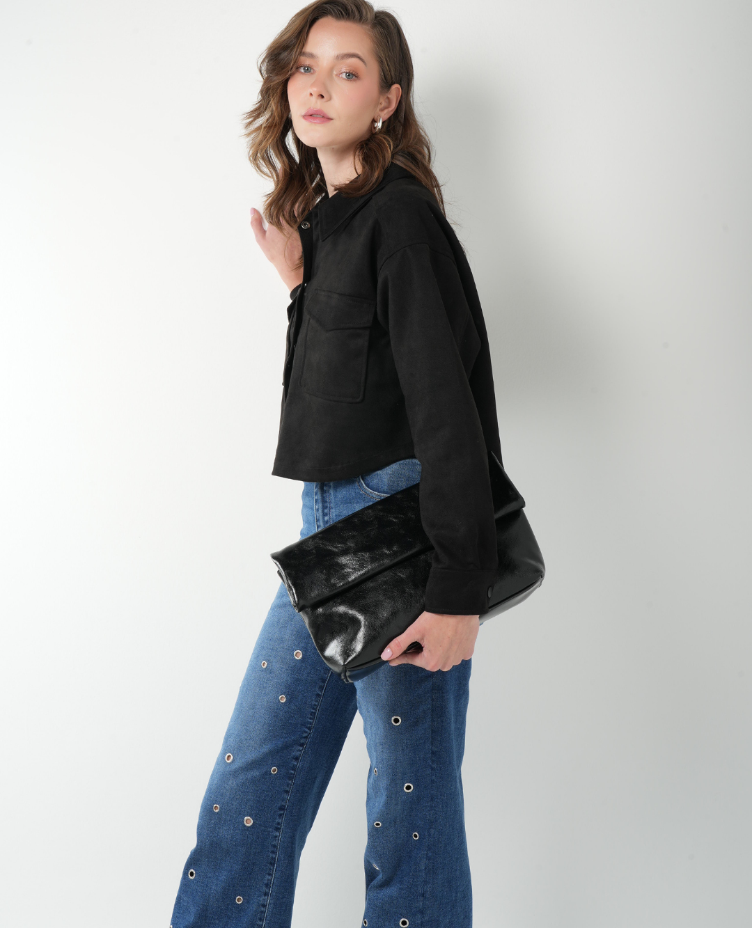 Chaqueta Corta Gamuza Negra