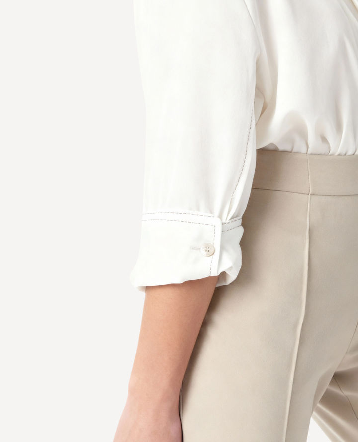 Pantalón gamuza marfil campana