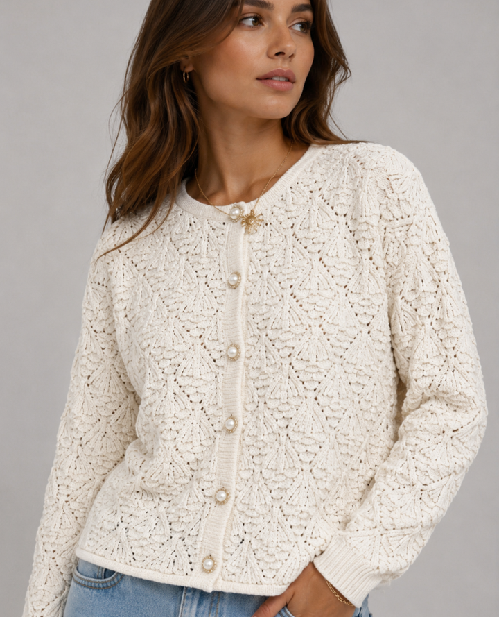 Cardigan Tejido Glam Marfil