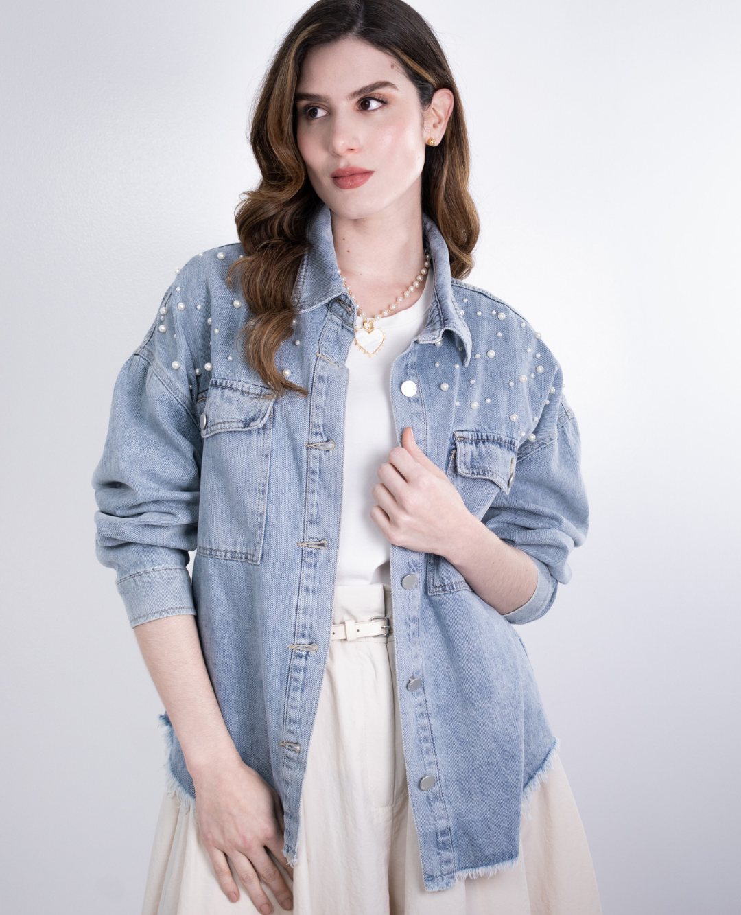 Chaqueta Denim Perlas