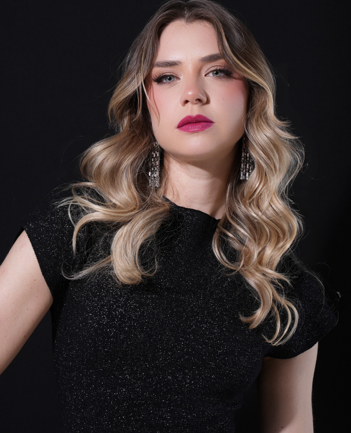 Vestido Corto Tejido Brillo