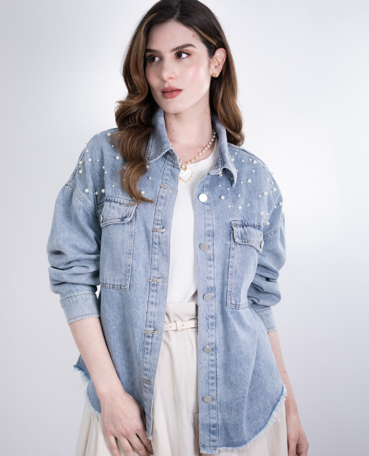 Chaqueta Denim Perlas