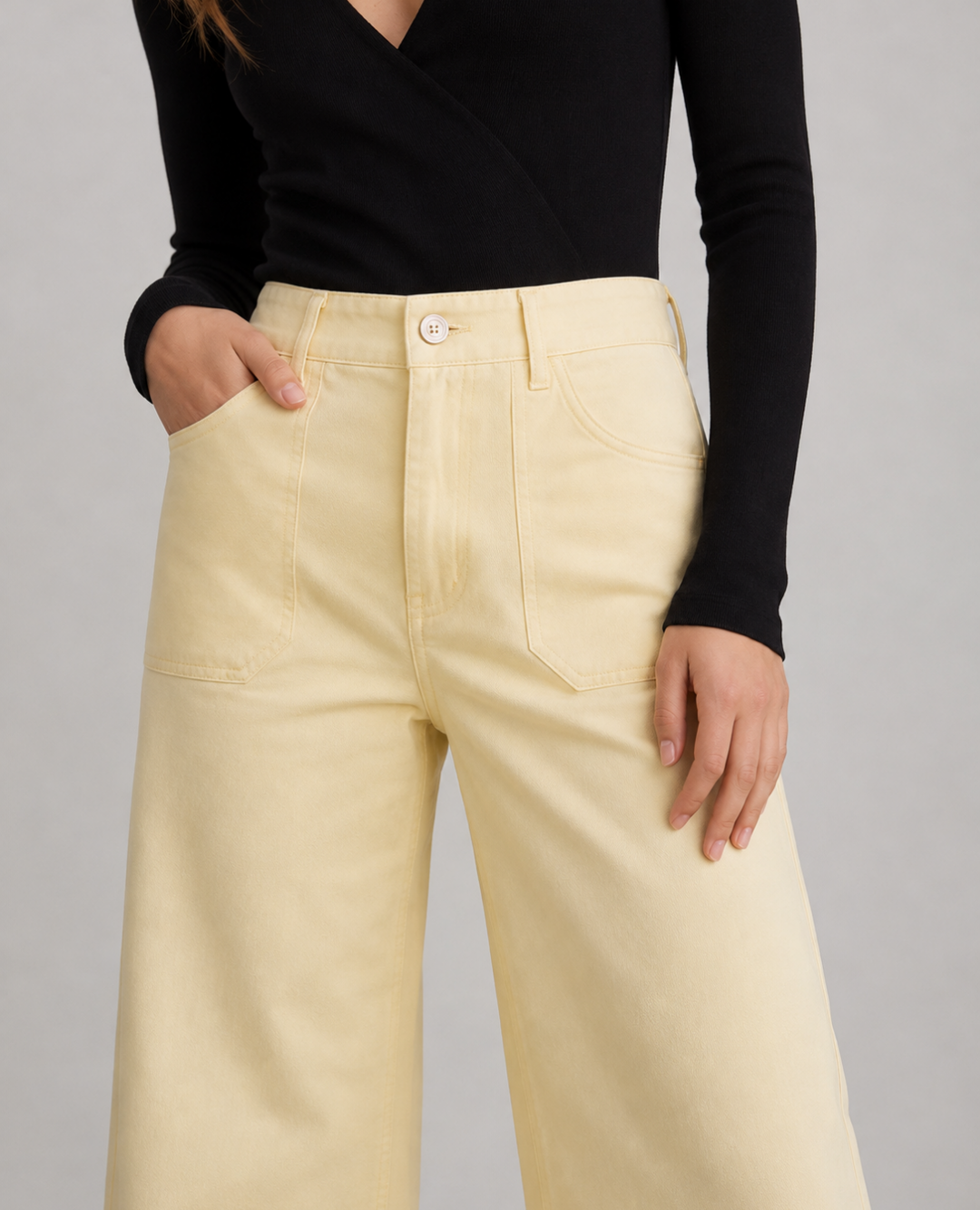 Pantalon Amarillo Bolsillos frontales