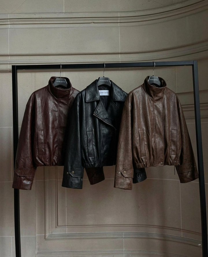 Chaqueta Turn Cuero Craquelado Negra