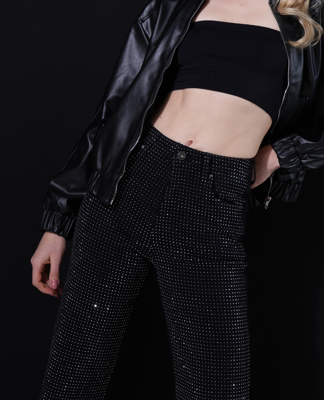 Pantalón Ancho Brillo negro