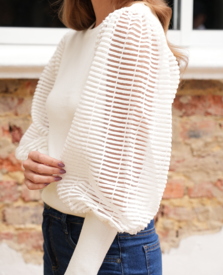 Saco Manga Puff Organza Blanco