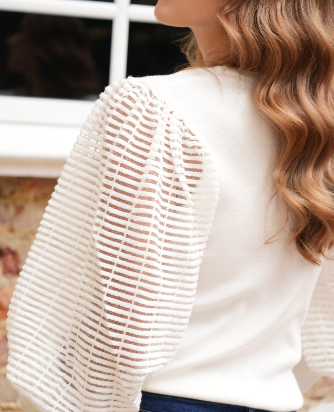 Saco Manga Puff Organza Blanco