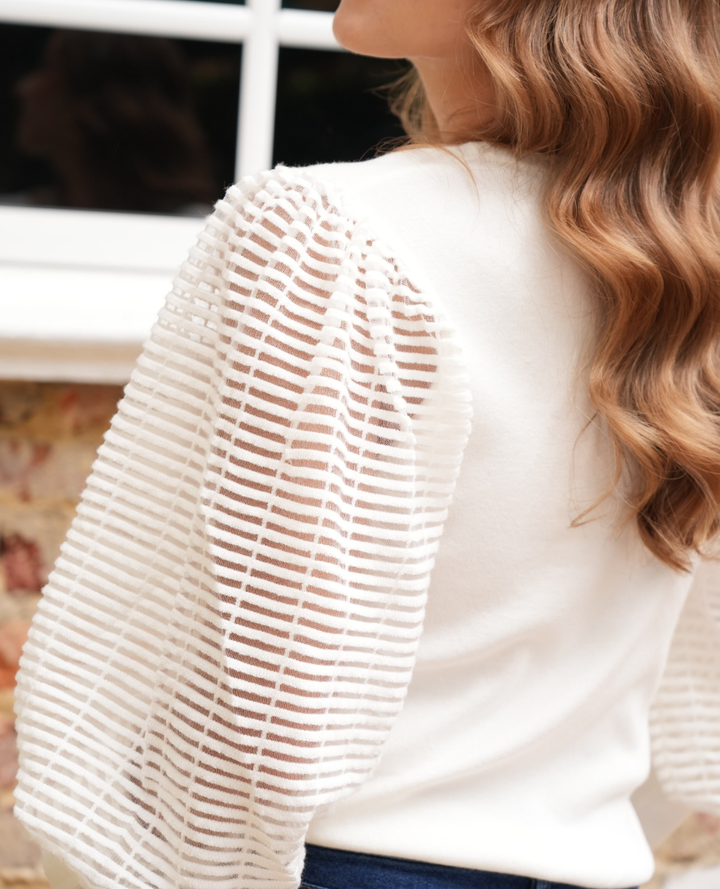 Saco Manga Puff Organza Blanco