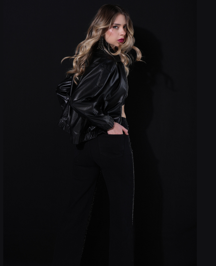 Pantalón Ancho Brillo negro