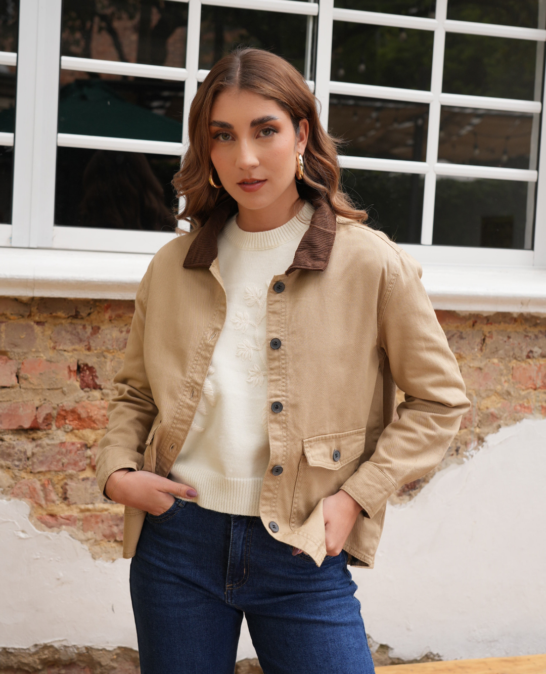 Chaqueta Cazadora Drill Beige