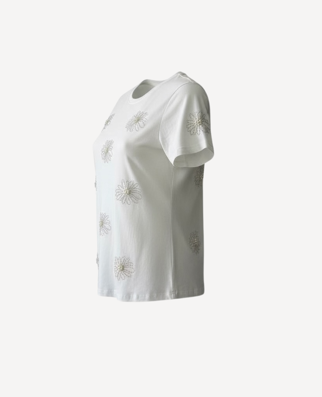 Camiseta bordada Flores Blanca
