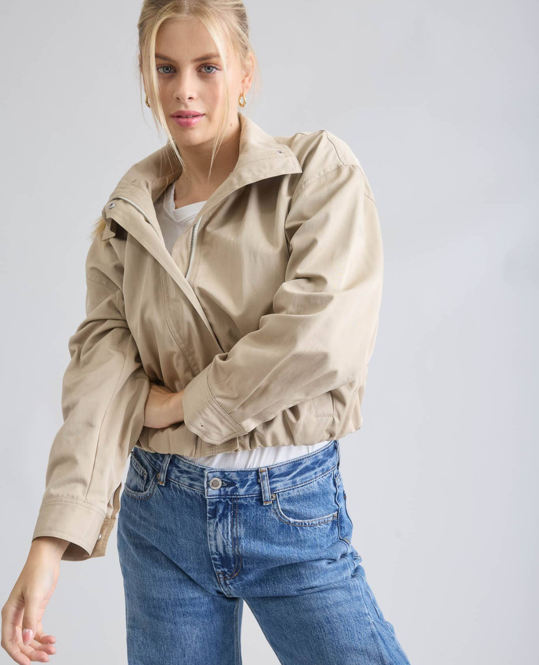 Chaqueta Bomber Drill Beige