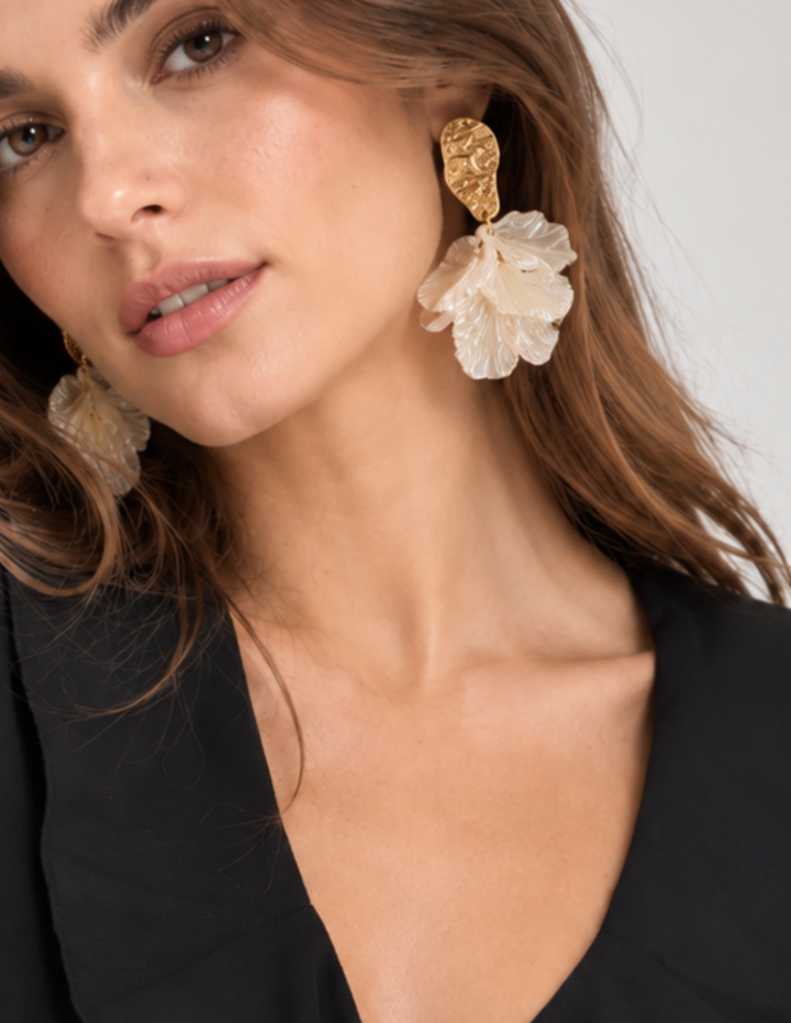 Aretes Pétalos Perla