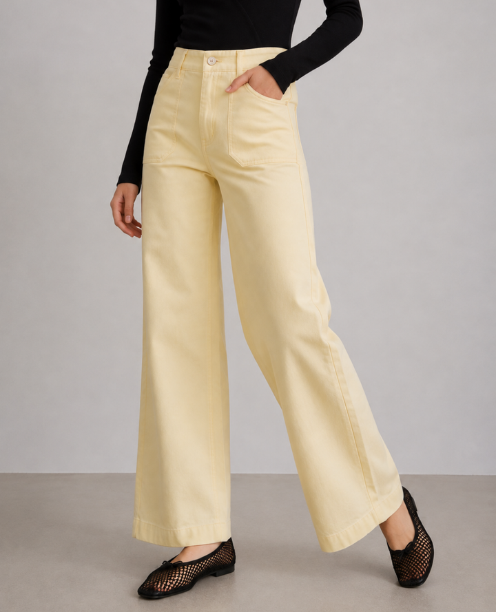 Pantalon Amarillo Bolsillos frontales